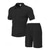 cheap Men&#039;s Tee Sets-Men&#039;s T-shirt Suits 2 Pieces Outfits Tee &amp; Shorts Short Sleeve Lapel Summer Plain Fashion Casual Buttons 2 Piece Jacquard Vacation Daily Wear Going out Black White Navy Blue Top Tee for Men