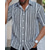 preiswerte Herrenhemd zum Knöpfen-Herren Hemd Sommerhemd Freizeithemd Strandhemd Knopfhemd Schwarz Kurzarm Streifen Hemdkragen Urlaub Hawaiianisch Bekleidung Polyester Mode Lässig Bequem