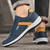 cheap Men&#039;s Sneakers-Men&#039;s Mustard Yellow &amp; Navy Blue Sporty Lace-Up Shoes, Sleek Comfort Design for Casual and Active Wear