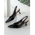 billiga Kattklackar-kvinnors svarta lackläder med spetsiga tå slingback klackar - eleganta kontors- och festskor med klack för kattungar