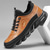 cheap Men&#039;s Sneakers-Men&#039;s Rugged Outdoor Shoes in Tan &amp; Black, Durable Faux Leather Construction with Zigzag Sole for Enhanced Grip