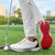 cheap Men's Golf Shoes-Men's Performance Golf Sneakers in White with Red Laces, Breathable Microfiber, Ideal for Amateur Golfers