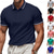 baratos Polo Clássico Masculino-Homens Pólo Camisa de golfe O negócio Casual gola pólo com nervuras Manga Curta Moda Básico Côr Sólida Tecido Botões Verão Primavera &amp; Outono Normal Preto Branco Rosa claro Vermelho Azul Marinha Azul