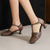 cheap Footwear-Women&#039;s Retro Style Leather Cutout T Bar Ankle Strap Mid Heel Sandal Shoes