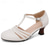 cheap Footwear-Women&#039;s Retro Style Leather Cutout T Bar Ankle Strap Mid Heel Sandal Shoes