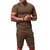 cheap Men's Basic Tees sets-Men's T-shirt Suits 2 Pieces Outfits Tee &amp; Shorts Short Sleeve V Neck Summer Plain Fashion Casual 2 Piece Vacation Daily Wear Going out Black White Orange Top Tee for Men