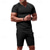 cheap Men's Basic Tees sets-Men's T-shirt Suits 2 Pieces Outfits Tee &amp; Shorts Short Sleeve V Neck Summer Plain Fashion Casual 2 Piece Vacation Daily Wear Going out Black White Orange Top Tee for Men