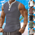 ieftine Tricouri de Sală-Bărbați Maiou cu vafe Cămașă Henley Vest Top Cămașă fără mâneci Fără manșon Henley Vară Simplu Modă Designer Muşchi Nasturi În aer liber Sală de Fitness Negru Alb Roșu Închis Top tricou pentru bărbați