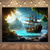 cheap Ocean Beach Tapestry-Landscape Ocean Pirate Boat Hanging Tapestry Wall Art Large Tapestry Mural Decor Photograph Backdrop Blanket Curtain Home Bedroom Living Room Decoration