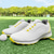cheap Men's Golf Shoes-Men's Performance Golf Sneakers in White with Red Laces, Breathable Microfiber, Ideal for Amateur Golfers
