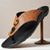 abordables Sandalias de Vacaciones-Chanclas contemporáneas de piel sintética color tostado para hombre con doble corte y correas ajustables: calzado versátil para la comodidad diaria.