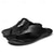 abordables Sandalias de Vacaciones-Chanclas contemporáneas de piel sintética color tostado para hombre con doble corte y correas ajustables: calzado versátil para la comodidad diaria.