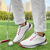 cheap Men's Golf Shoes-Men's Performance Golf Sneakers in White with Red Laces, Breathable Microfiber, Ideal for Amateur Golfers