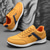 cheap Men&#039;s Sneakers-Men&#039;s Mustard Yellow &amp; Navy Blue Sporty Lace-Up Shoes, Sleek Comfort Design for Casual and Active Wear