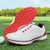 cheap Men's Golf Shoes-Men's Performance Golf Sneakers in White with Red Laces, Breathable Microfiber, Ideal for Amateur Golfers