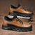 cheap Men&#039;s Sneakers-Men&#039;s Rugged Outdoor Shoes in Tan &amp; Black, Durable Faux Leather Construction with Zigzag Sole for Enhanced Grip