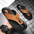 abordables Sandalias de Vacaciones-Chanclas contemporáneas de piel sintética color tostado para hombre con doble corte y correas ajustables: calzado versátil para la comodidad diaria.