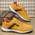 cheap Men&#039;s Sneakers-Men&#039;s Mustard Yellow &amp; Navy Blue Sporty Lace-Up Shoes, Sleek Comfort Design for Casual and Active Wear