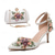 billiga Klassiska pumpar-vita blommiga högklackade pumps med matchande clutch – romantiska skor för bröllop och speciella tillfällen för kvinnor blå strass båge wedge s