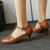 cheap Footwear-Women&#039;s Retro Style Leather Cutout T Bar Ankle Strap Mid Heel Sandal Shoes