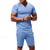 cheap Men's Basic Tees sets-Men's T-shirt Suits 2 Pieces Outfits Tee &amp; Shorts Short Sleeve V Neck Summer Plain Fashion Casual 2 Piece Vacation Daily Wear Going out Black White Orange Top Tee for Men