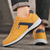 cheap Men&#039;s Sneakers-Men&#039;s Mustard Yellow &amp; Navy Blue Sporty Lace-Up Shoes, Sleek Comfort Design for Casual and Active Wear