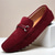 baratos Mocassins casuais-mocassins de camurça masculinos, bordô rico com fivela de bit clássica, sapatos casuais luxuosos e confortáveis