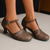 cheap Footwear-Women&#039;s Retro Style Leather Cutout T Bar Ankle Strap Mid Heel Sandal Shoes