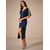 preiswerte abendkleider-Damen Midikleid Strickkleid Elegant Stilvoll Party Verabredung Regular Fit Feste Farbe Kurzarm V Ausschnitt Marineblau Sommer