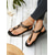 billige Flate sandaler-kvinners svarte rhinestone t-remsandaler – elegante flate sommersandaler for fritids-, strand- og ferieklær