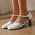 cheap Footwear-Women&#039;s Retro Style Leather Cutout T Bar Ankle Strap Mid Heel Sandal Shoes