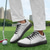 billige Herresko til golf-hvite og svarte ytelsesgolfsneakers for menn, slitesterk mikrofiberkonstruksjon, ideell for hverdagsgolfere
