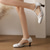 cheap Footwear-Women&#039;s Retro Style Leather Cutout T Bar Ankle Strap Mid Heel Sandal Shoes