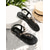 billige Flate sandaler-kvinners svarte rhinestone t-remsandaler – elegante flate sommersandaler for fritids-, strand- og ferieklær