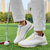 cheap Men's Golf Shoes-Men's Performance Golf Sneakers in White with Red Laces, Breathable Microfiber, Ideal for Amateur Golfers