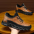 cheap Men&#039;s Sneakers-Men&#039;s Rugged Outdoor Shoes in Tan &amp; Black, Durable Faux Leather Construction with Zigzag Sole for Enhanced Grip