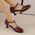 cheap Footwear-Women&#039;s Retro Style Leather Cutout T Bar Ankle Strap Mid Heel Sandal Shoes