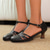 cheap Footwear-Women&#039;s Retro Style Leather Cutout T Bar Ankle Strap Mid Heel Sandal Shoes