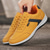 cheap Men&#039;s Sneakers-Men&#039;s Mustard Yellow &amp; Navy Blue Sporty Lace-Up Shoes, Sleek Comfort Design for Casual and Active Wear