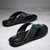 abordables Sandalias de Vacaciones-Chanclas contemporáneas de piel sintética color tostado para hombre con doble corte y correas ajustables: calzado versátil para la comodidad diaria.