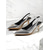 billiga Kattklackar-kvinnors svarta lackläder med spetsiga tå slingback klackar - eleganta kontors- och festskor med klack för kattungar