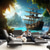cheap Ocean Beach Tapestry-Landscape Ocean Pirate Boat Hanging Tapestry Wall Art Large Tapestry Mural Decor Photograph Backdrop Blanket Curtain Home Bedroom Living Room Decoration