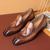 abordables Mocasines-Zapatos Derby Kentucky marrones para hombre con detalle de borlas: zapatos Oxford de cuero pulido para eventos de carreras y ocasiones formales