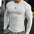 voordelige Casual T-shirts voor heren-Voor heren Gymshirt Compressieshirt Fitnessshirt Strakke ronde hals Lange mouw Casual / Dagelijks Sportschool Snel Drogend Hoge rek Zweetafvoerend Lapwerk Effen Zwart Wit niet-afdrukken Sportkleding