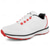 cheap Men's Golf Shoes-Men's Performance Golf Sneakers in White with Red Laces, Breathable Microfiber, Ideal for Amateur Golfers