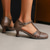 cheap Footwear-Women&#039;s Retro Style Leather Cutout T Bar Ankle Strap Mid Heel Sandal Shoes