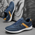 cheap Men&#039;s Sneakers-Men&#039;s Mustard Yellow &amp; Navy Blue Sporty Lace-Up Shoes, Sleek Comfort Design for Casual and Active Wear