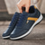 cheap Men&#039;s Sneakers-Men&#039;s Mustard Yellow &amp; Navy Blue Sporty Lace-Up Shoes, Sleek Comfort Design for Casual and Active Wear