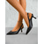 billiga Kattklackar-kvinnors svarta lackläder med spetsiga tå slingback klackar - eleganta kontors- och festskor med klack för kattungar