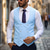 cheap Men&#039;s Vest-Men&#039;s Blazer Business Cocktail Party Wedding Party Fashion Casual Spring &amp;  Fall Polyester Stripes Buttons Pocket Comfortable Double Breasted Blazer Black White Sky Blue